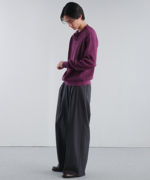 Adoon plain（アドーンプレーン）の「THERMAL HENRY NECK SNAP BUTTON LONG SLEEVE T / サーマルヘンリーネックスナップボタンロングスリーブT（Tシャツ/カットソー・メンズ・ブラック/ライトグレー/パープル・MEDIUM/LARGE）」の19枚目の写真