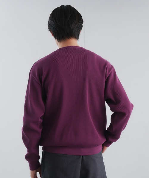 Adoon plain（アドーンプレーン）の「THERMAL HENRY NECK SNAP BUTTON LONG SLEEVE T / サーマルヘンリーネックスナップボタンロングスリーブT（Tシャツ/カットソー・メンズ・ブラック/ライトグレー/パープル・MEDIUM/LARGE）」の16枚目の写真