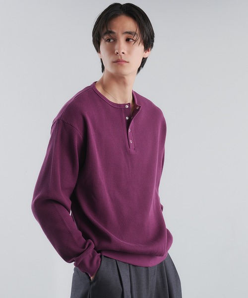 Adoon plain（アドーンプレーン）の「THERMAL HENRY NECK SNAP BUTTON LONG SLEEVE T / サーマルヘンリーネックスナップボタンロングスリーブT（Tシャツ/カットソー・メンズ・ブラック/ライトグレー/パープル・MEDIUM/LARGE）」の17枚目の写真