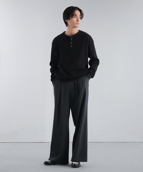 Adoon plain(アドーンプレーン)の「THERMAL HENRY NECK SNAP BUTTON LONG SLEEVE T / サーマルヘンリーネックスナップボタンロングスリーブT 【NEW COLOR】(Tシャツ/カットソー・メンズ・ブラック/ライトグレー/パープル・MEDIUM/LARGE)」の18枚目の写真