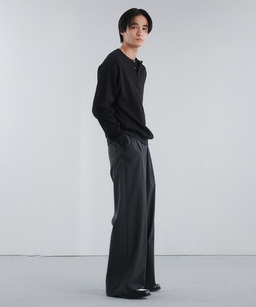 Adoon plain(アドーンプレーン)の「THERMAL HENRY NECK SNAP BUTTON LONG SLEEVE T / サーマルヘンリーネックスナップボタンロングスリーブT 【NEW COLOR】(Tシャツ/カットソー・メンズ・ブラック/ライトグレー/パープル・MEDIUM/LARGE)」の21枚目の写真