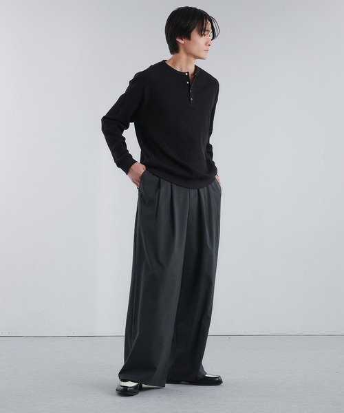 Adoon plain(アドーンプレーン)の「THERMAL HENRY NECK SNAP BUTTON LONG SLEEVE T / サーマルヘンリーネックスナップボタンロングスリーブT 【NEW COLOR】(Tシャツ/カットソー・メンズ・ブラック/ライトグレー/パープル・MEDIUM/LARGE)」の22枚目の写真