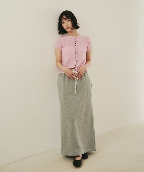 EMMEL REFINES（エメルリファインズ）の「＜EMMEL REFINES＞EM ソフトニット ボタン ショートスリーブ（ニット/セーター・レディース・ピンク/レッド/ナチュラル・FREE）」の5枚目の写真