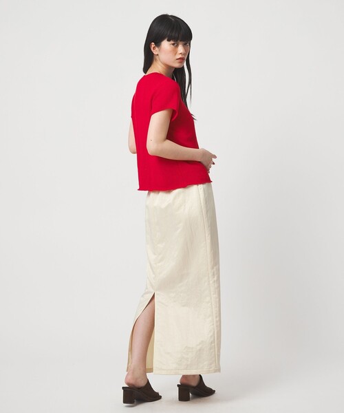 EMMEL REFINES（エメルリファインズ）の「＜EMMEL REFINES＞EM ソフトニット ボタン ショートスリーブ（ニット/セーター・レディース・ピンク/レッド/ナチュラル・FREE）」の13枚目の写真