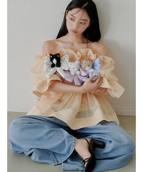 SNIDEL（スナイデル）の「リボンシュシュキャットチャーム（キーケース/キーアクセサリー・レディース・グレイッシュベージュ/ブラック/アイボリー・F）」の5枚目の写真