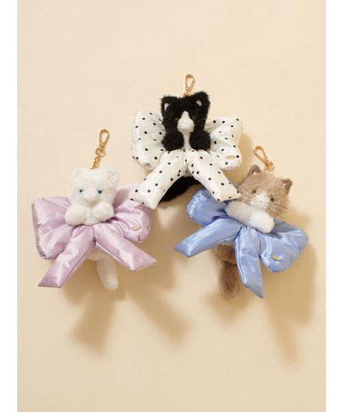 SNIDEL（スナイデル）の「リボンシュシュキャットチャーム（キーケース/キーアクセサリー・レディース・グレイッシュベージュ/ブラック/アイボリー・F）」の6枚目の写真