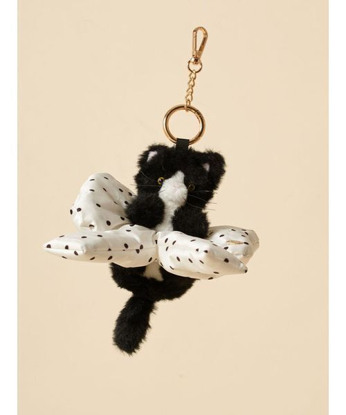 SNIDEL（スナイデル）の「リボンシュシュキャットチャーム（キーケース/キーアクセサリー・レディース・グレイッシュベージュ/ブラック/アイボリー・F）」の3枚目の写真