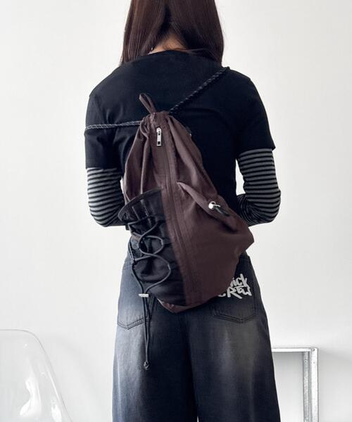 WEGO（ウィゴー）の「WEGO/センターzipナップサック（バックパック/リュック・レディース・ブラック/グレー/その他1/ブラウン・FREE）」の18枚目の写真