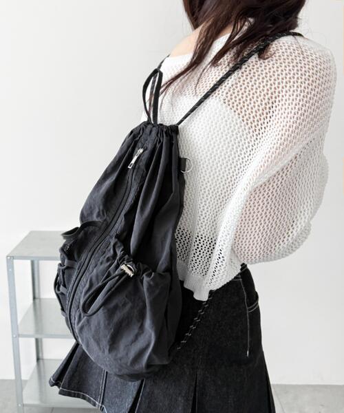 WEGO（ウィゴー）の「WEGO/センターzipナップサック（バックパック/リュック・レディース・ブラック/グレー/その他1/ブラウン・FREE）」の10枚目の写真