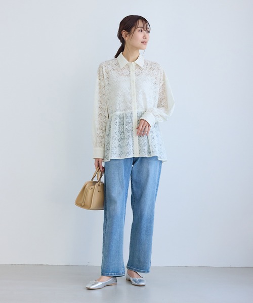ROPE' PICNIC（ロペピクニック）の「レースペプラムシャツブラウス（シャツ/ブラウス・レディース・キナリ・FREE）」の4枚目の写真
