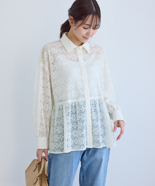 ROPE' PICNIC（ロペピクニック）の「レースペプラムシャツブラウス（シャツ/ブラウス・レディース・キナリ・FREE）」の8枚目の写真