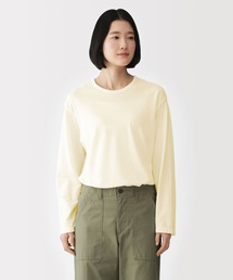 婦人 強撚天竺編みクルーネック長袖Tシャツ