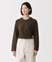 婦人 強撚天竺編みクルーネック長袖Tシャツ