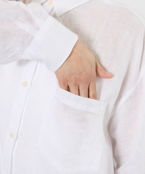 BARNYARDSTORM（バンヤードストーム）の「【『BABALOG』YouTubeご紹介アイテム】BARNYARDSTORM / リネンワイドシャツ / ハンドウォッシャブル【WEB限定サイズL】（シャツ/ブラウス・レディース・イエロー/セージグリーン/ベージュ/ホワイト・L/M/S）」の6枚目の写真