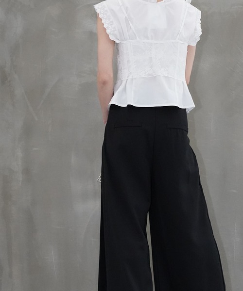 chuclla（チュクラ）の「フロントタックワイドパンツ chw26s122（スラックス・レディース・ブラック/ベージュ・S/M/L）」の13枚目の写真