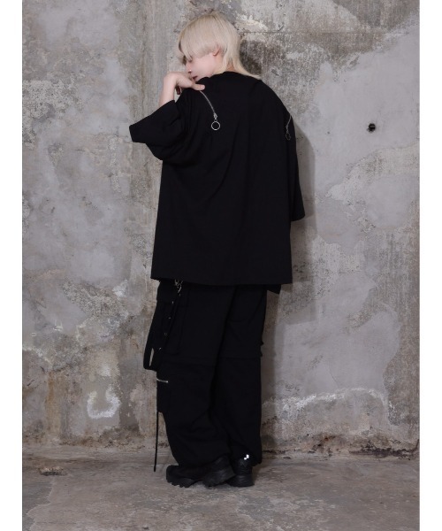 Amilige（アミリージュ）の「Devil bat Bear ZIP Tシャツ（Tシャツ/カットソー・レディース・ホワイト×パープル/ブラック×グレー/ブラック×ピンク/ブラック×パープル・FREE）」の11枚目の写真