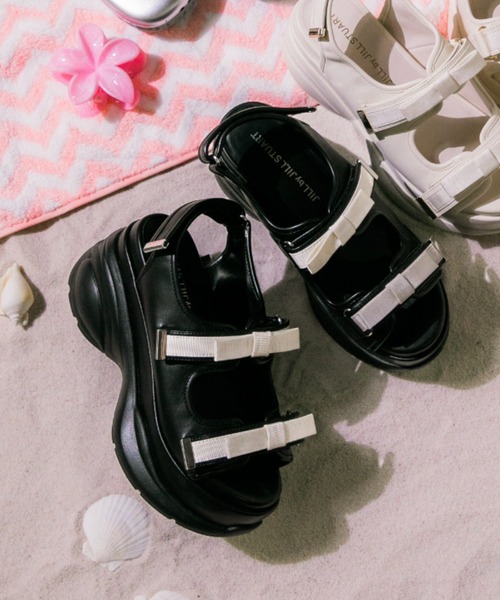 JILL BY JILLSTUART ブラックリボンサンダル ダブルリボンサンダル（サンダル）｜JILL by JILL STUART（ジルバイ
