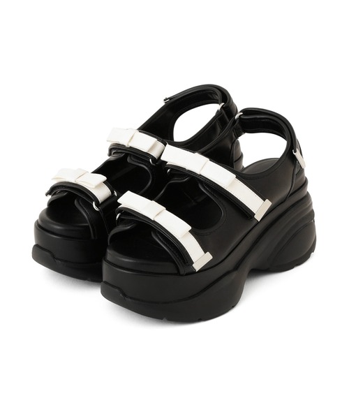 JILL by JILL STUART（ジルバイジルスチュアート）の「ダブルリボンサンダル（サンダル・レディース・ブラック/ホワイト・LARGE/MEDIUM/SMALL）」の4枚目の写真