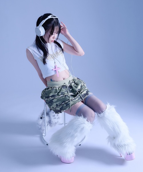 dollslutz(ドルズラッツ)の「【dollslutz】camouflage tiered mini skirt / 【ドルズラッツ】カモフラージュティアードミニスカート(スカート・レディース・ピンク/カーキ・FREE)」の8枚目の写真