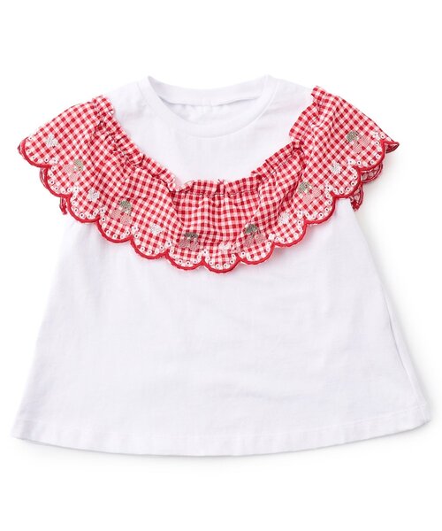 Seraph(セラフ)の「スカラップフリルTシャツ(Tシャツ/カットソー・キッズ・ブラック/ラベンダー/オフホワイト・80/90/100/110/120/130/140)」の2枚目の写真
