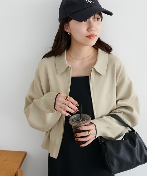 DISCOAT(ディスコート)の「スポンディッシュ衿付Wジップカーディガン(カーディガン/ボレロ・レディース・レッド/ネイビー/チャコールグレー/ベビーピンク/ライトベージュ/アイボリー/モカ/ダークグレー・FREE)」の6枚目の写真