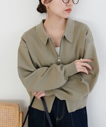 スポンディッシュ衿付Wジップカーディガン