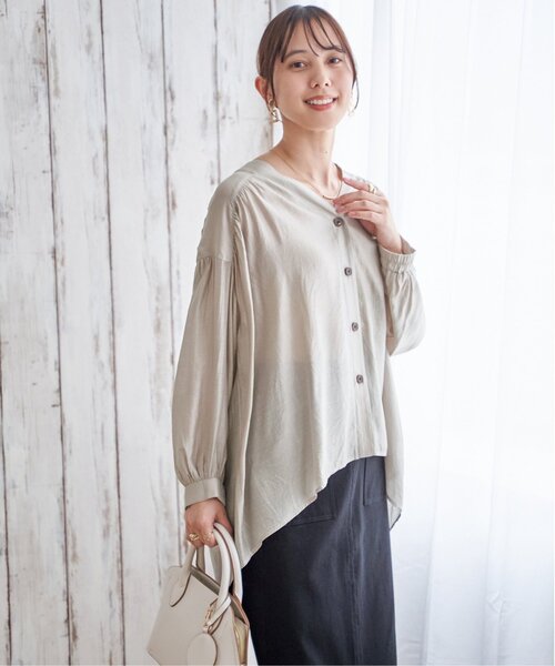 ikka(イッカ)の「V襟シャーディガン(シャツ/ブラウス・レディース・グレイッシュベージュ/ブラック・L/M)」の8枚目の写真