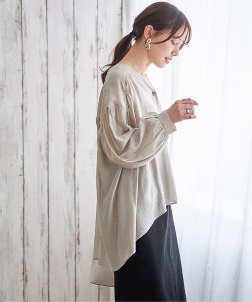 ikka(イッカ)の「V襟シャーディガン(シャツ/ブラウス・レディース・グレイッシュベージュ/ブラック・L/M)」の7枚目の写真