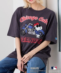 PEANUTS（ピーナッツ）の「【PEANUTS×MLB】【GWのレジャーに】MLB×スヌーピー 刺繍Tシャツ  厚手コットン100%  透けない・丈夫 ストリートスタイル（Tシャツ/カットソー）」