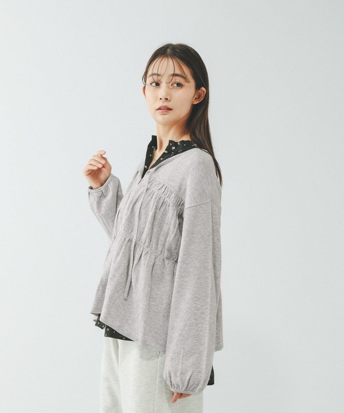 GLOBAL WORK（グローバルワーク）の「2WAYシャーリングニットカーディガン/650281（カーディガン/ボレロ・レディース・ダークグレー/ブルー系その他4/ライトグレー・FREE）」の5枚目の写真