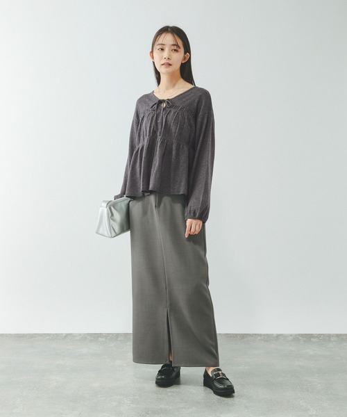 GLOBAL WORK（グローバルワーク）の「2WAYシャーリングニットカーディガン/650281（カーディガン/ボレロ・レディース・ダークグレー/ブルー系その他4/ライトグレー・FREE）」の6枚目の写真