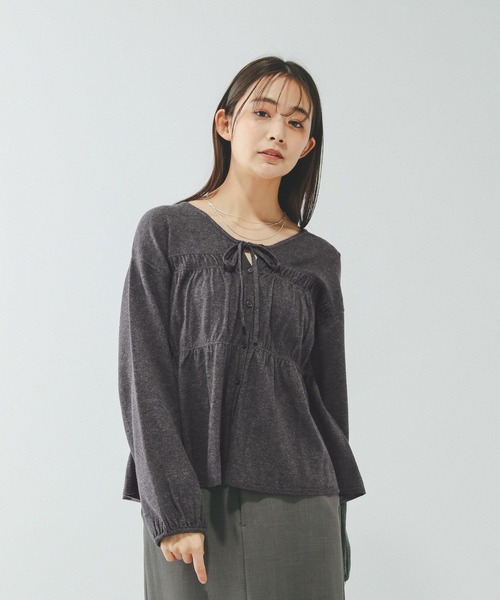 GLOBAL WORK（グローバルワーク）の「2WAYシャーリングニットカーディガン/650281（カーディガン/ボレロ・レディース・ダークグレー/ブルー系その他4/ライトグレー・FREE）」の8枚目の写真