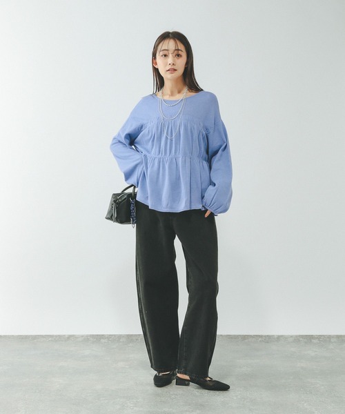 GLOBAL WORK（グローバルワーク）の「2WAYシャーリングニットカーディガン/650281（カーディガン/ボレロ・レディース・ダークグレー/ブルー系その他4/ライトグレー・FREE）」の10枚目の写真