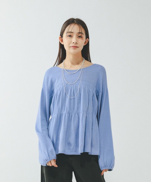 GLOBAL WORK（グローバルワーク）の「2WAYシャーリングニットカーディガン/650281（カーディガン/ボレロ・レディース・ダークグレー/ブルー系その他4/ライトグレー・FREE）」の12枚目の写真