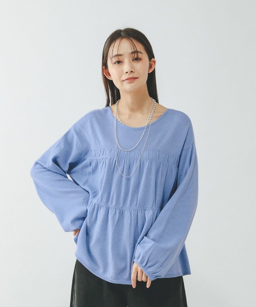 GLOBAL WORK（グローバルワーク）の「2WAYシャーリングニットカーディガン/650281（カーディガン/ボレロ・レディース・ダークグレー/ブルー系その他4/ライトグレー・FREE）」の13枚目の写真