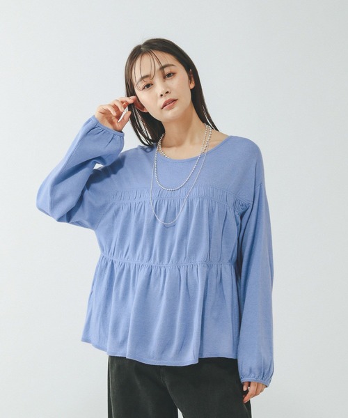 GLOBAL WORK（グローバルワーク）の「2WAYシャーリングニットカーディガン/650281（カーディガン/ボレロ・レディース・ダークグレー/ブルー系その他4/ライトグレー・FREE）」の14枚目の写真