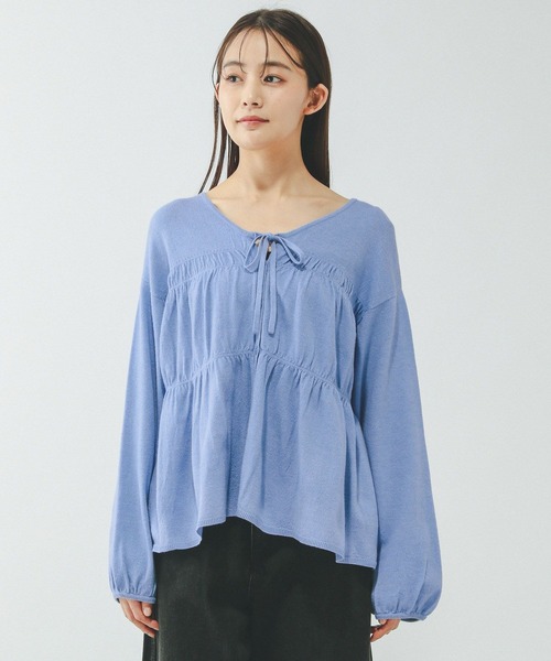 GLOBAL WORK（グローバルワーク）の「2WAYシャーリングニットカーディガン/650281（カーディガン/ボレロ・レディース・ダークグレー/ブルー系その他4/ライトグレー・FREE）」の16枚目の写真