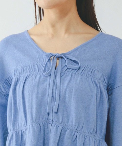 GLOBAL WORK（グローバルワーク）の「2WAYシャーリングニットカーディガン/650281（カーディガン/ボレロ・レディース・ダークグレー/ブルー系その他4/ライトグレー・FREE）」の21枚目の写真