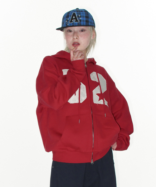 AMESWORLDWIDE(アメスワールドワイド)の「52 APPLIQUE HOODIE ZIP UP RED(パーカー・レディース・その他・LARGE/SMALL/MEDIUM)」の7枚目の写真
