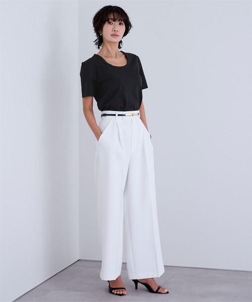 UR'S（ユアーズ）の「【接触冷感】エコUネックTシャツ（Tシャツ/カットソー・レディース・チャコール/ライトブルー/ブラック/ホワイト/ネイビー・S/L/M）」の12枚目の写真