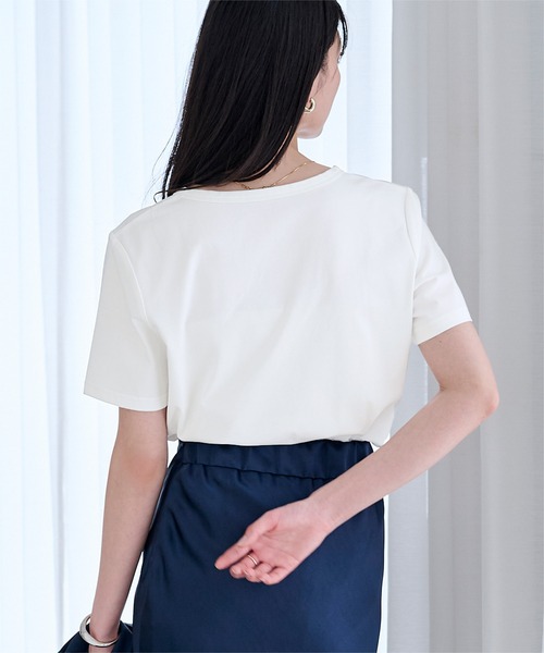 UR'S（ユアーズ）の「【接触冷感】エコUネックTシャツ（Tシャツ/カットソー・レディース・チャコール/ライトブルー/ブラック/ホワイト/ネイビー・S/L/M）」の10枚目の写真