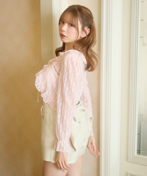 TITTY&CO.（ティティーアンドコー）の「シアーフリルカーディガン（カーディガン/ボレロ・レディース・イエロー/ブルー/アイボリー/ブラック/ピンク・FREE）」の16枚目の写真