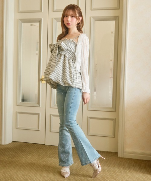 TITTY&CO.（ティティーアンドコー）の「シアーフリルカーディガン（カーディガン/ボレロ・レディース・イエロー/ブルー/アイボリー/ブラック/ピンク・FREE）」の22枚目の写真