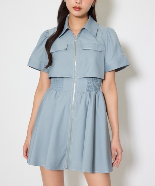 rienda(リエンダ)の「【伝説のバズりワンピ】バストフレアミニワンピース 春服 夏服(ワンピース・レディース・ホワイト系その他/ピンク/ブラック/ライトブルー・SMALL/MEDIUM)」の3枚目の写真