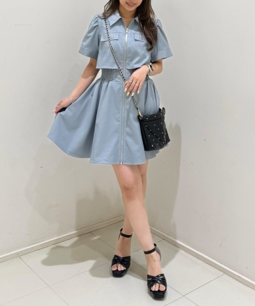 伝説のバズりワンピ】バストフレアミニワンピース 春服 夏服