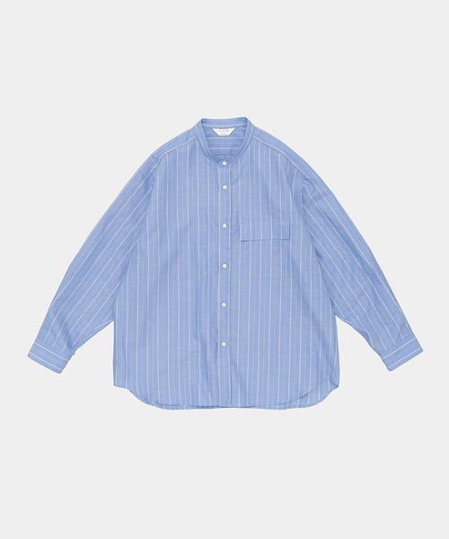 STILL BY HAND(スティルバイハンド)の「【STILL BY HAND】Cotton/ramie band collar shirt / SH09261(シャツ/ブラウス・メンズ・ホワイト/ネイビー/ブルー・48/46)」の1枚目の写真