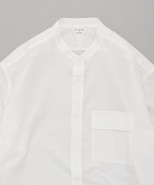 STILL BY HAND(スティルバイハンド)の「【STILL BY HAND】Cotton/ramie band collar shirt / SH09261(シャツ/ブラウス・メンズ・ホワイト/ネイビー/ブルー・48/46)」の4枚目の写真
