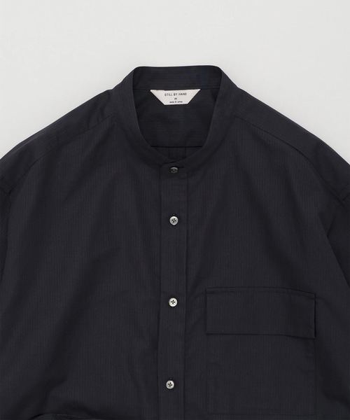STILL BY HAND(スティルバイハンド)の「【STILL BY HAND】Cotton/ramie band collar shirt / SH09261(シャツ/ブラウス・メンズ・ホワイト/ネイビー/ブルー・48/46)」の5枚目の写真
