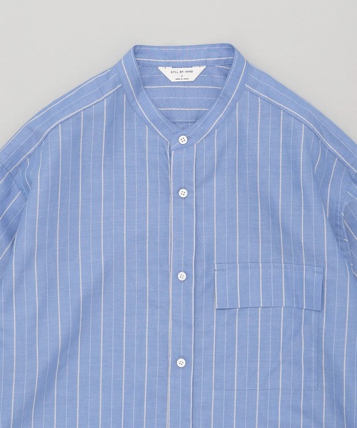 STILL BY HAND(スティルバイハンド)の「【STILL BY HAND】Cotton/ramie band collar shirt / SH09261(シャツ/ブラウス・メンズ・ホワイト/ネイビー/ブルー・48/46)」の6枚目の写真
