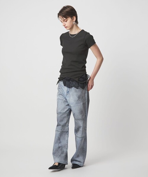 ASTRAET(アストラット)の「<ASTRAET>2WAY クルーネックTシャツ(Tシャツ/カットソー・レディース・ナチュラル/ホワイト/ダークグレー・FREE)」の8枚目の写真